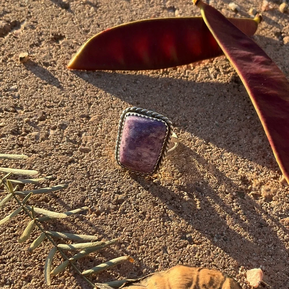 Charoite and Sterling Silver Ring